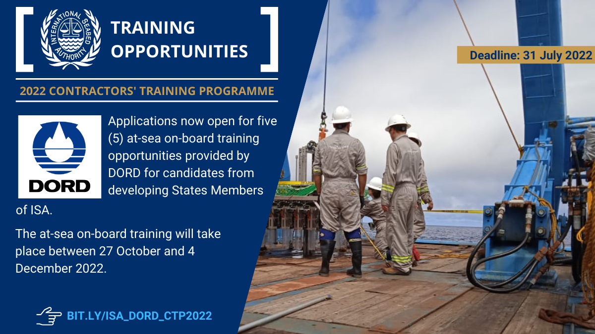 Applications now open for five at-sea on-board training opportunities with Deep Ocean Resources Development Co., Ltd.