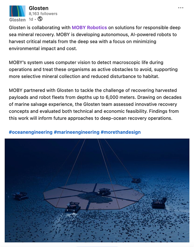 MOBY Robotics Provides Update on Glosten Collaboration